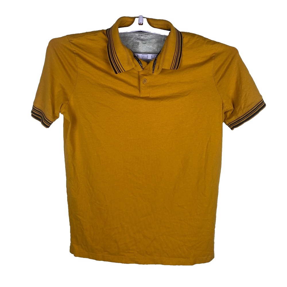 Shaquille O'Neal Mens Yellow Black Striped Everyday Comfort Polo Shirt‎ Size XL